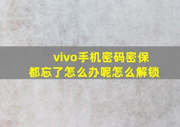 vivo手机密码密保都忘了怎么办呢怎么解锁