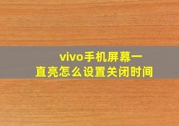 vivo手机屏幕一直亮怎么设置关闭时间