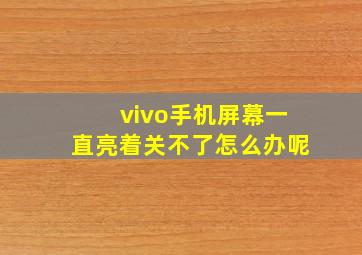 vivo手机屏幕一直亮着关不了怎么办呢