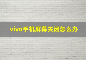 vivo手机屏幕关闭怎么办