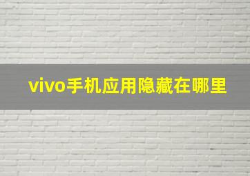 vivo手机应用隐藏在哪里