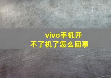 vivo手机开不了机了怎么回事