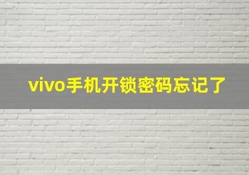 vivo手机开锁密码忘记了