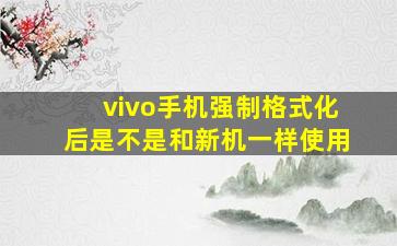 vivo手机强制格式化后是不是和新机一样使用