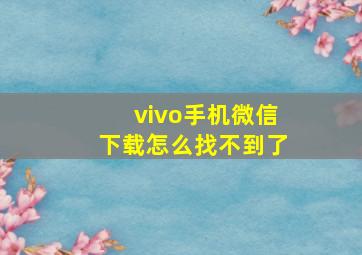 vivo手机微信下载怎么找不到了