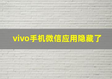 vivo手机微信应用隐藏了