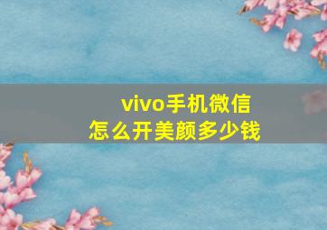 vivo手机微信怎么开美颜多少钱