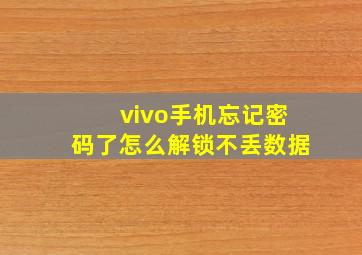 vivo手机忘记密码了怎么解锁不丢数据