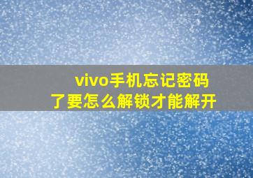 vivo手机忘记密码了要怎么解锁才能解开