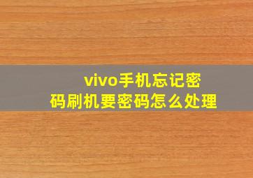 vivo手机忘记密码刷机要密码怎么处理