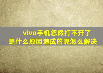 vivo手机忽然打不开了是什么原因造成的呢怎么解决