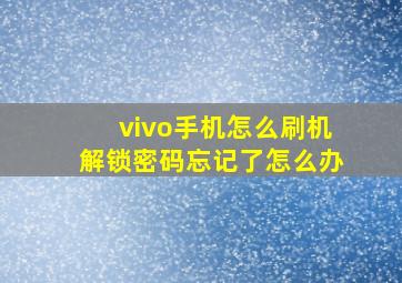 vivo手机怎么刷机解锁密码忘记了怎么办