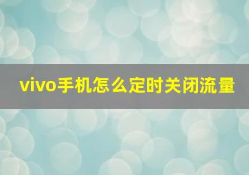 vivo手机怎么定时关闭流量