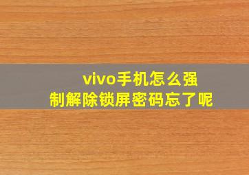 vivo手机怎么强制解除锁屏密码忘了呢