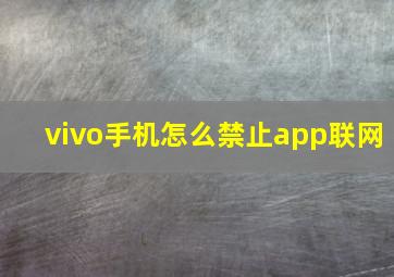 vivo手机怎么禁止app联网