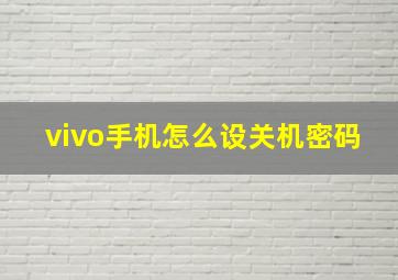 vivo手机怎么设关机密码