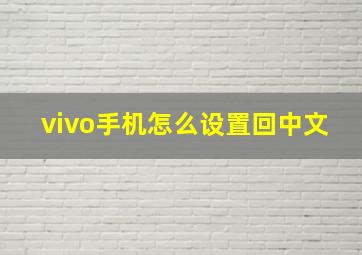 vivo手机怎么设置回中文