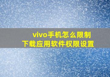 vivo手机怎么限制下载应用软件权限设置