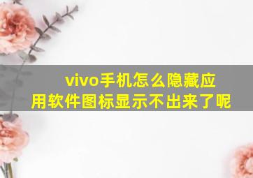 vivo手机怎么隐藏应用软件图标显示不出来了呢