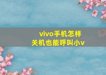 vivo手机怎样关机也能呼叫小v