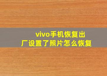 vivo手机恢复出厂设置了照片怎么恢复