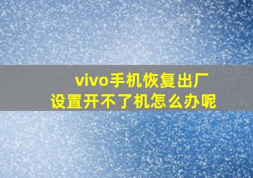 vivo手机恢复出厂设置开不了机怎么办呢