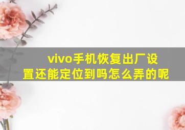 vivo手机恢复出厂设置还能定位到吗怎么弄的呢