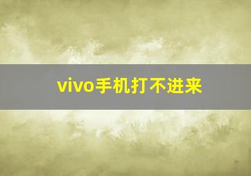 vivo手机打不进来