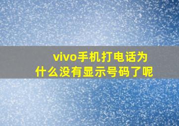 vivo手机打电话为什么没有显示号码了呢