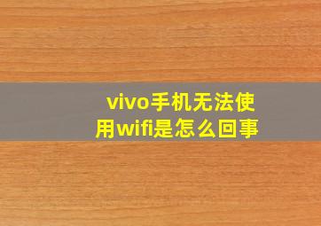 vivo手机无法使用wifi是怎么回事