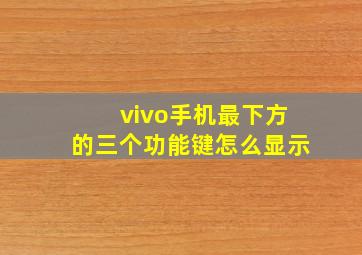 vivo手机最下方的三个功能键怎么显示