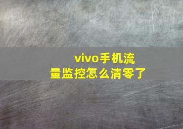 vivo手机流量监控怎么清零了