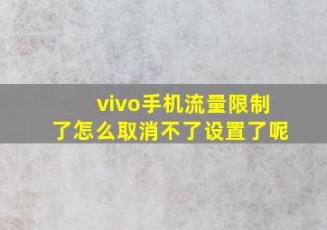 vivo手机流量限制了怎么取消不了设置了呢