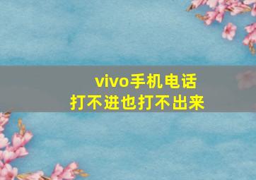 vivo手机电话打不进也打不出来