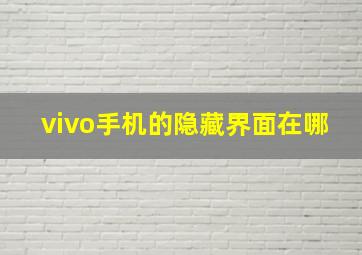 vivo手机的隐藏界面在哪