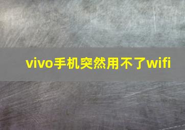 vivo手机突然用不了wifi