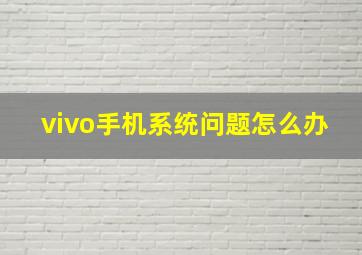 vivo手机系统问题怎么办