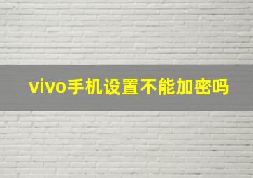 vivo手机设置不能加密吗