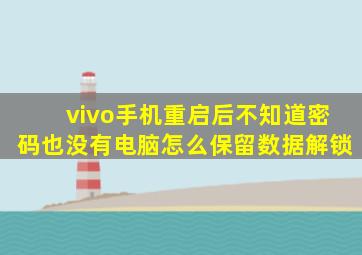 vivo手机重启后不知道密码也没有电脑怎么保留数据解锁