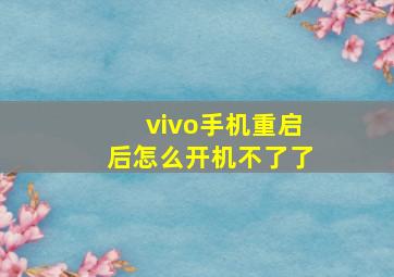 vivo手机重启后怎么开机不了了