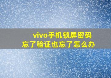 vivo手机锁屏密码忘了验证也忘了怎么办