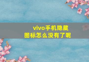 vivo手机隐藏图标怎么没有了呢