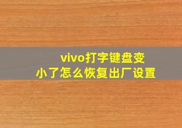 vivo打字键盘变小了怎么恢复出厂设置