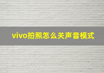 vivo拍照怎么关声音模式