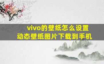 vivo的壁纸怎么设置动态壁纸图片下载到手机