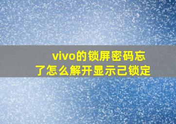 vivo的锁屏密码忘了怎么解开显示己锁定