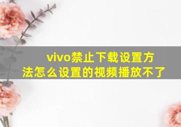 vivo禁止下载设置方法怎么设置的视频播放不了