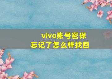 vivo账号密保忘记了怎么样找回