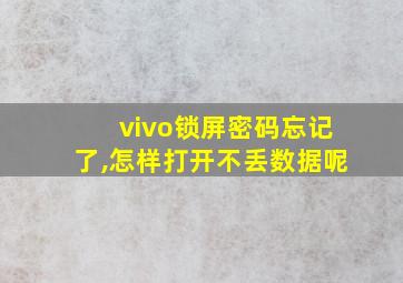 vivo锁屏密码忘记了,怎样打开不丢数据呢