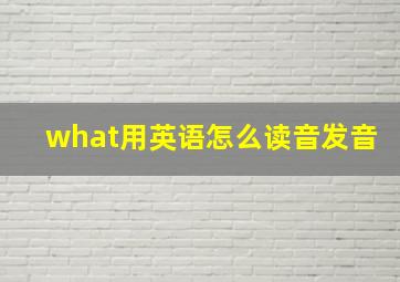 what用英语怎么读音发音